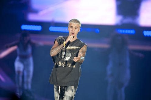 <span class="caption">Justin Bieber performing on stage.</span> <span class="attribution"><a class="link " href="https://www.shutterstock.com/image-photo/justin-bieber-performs-pittsburgh-wednesday-july-486723634" rel="nofollow noopener" target="_blank" data-ylk="slk:Jack Fordyce;elm:context_link;itc:0;sec:content-canvas">Jack Fordyce</a></span>