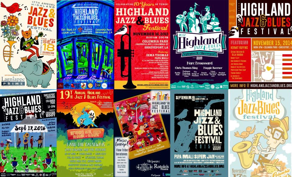 Past posters for the Highland Jazz and Blues Festival.