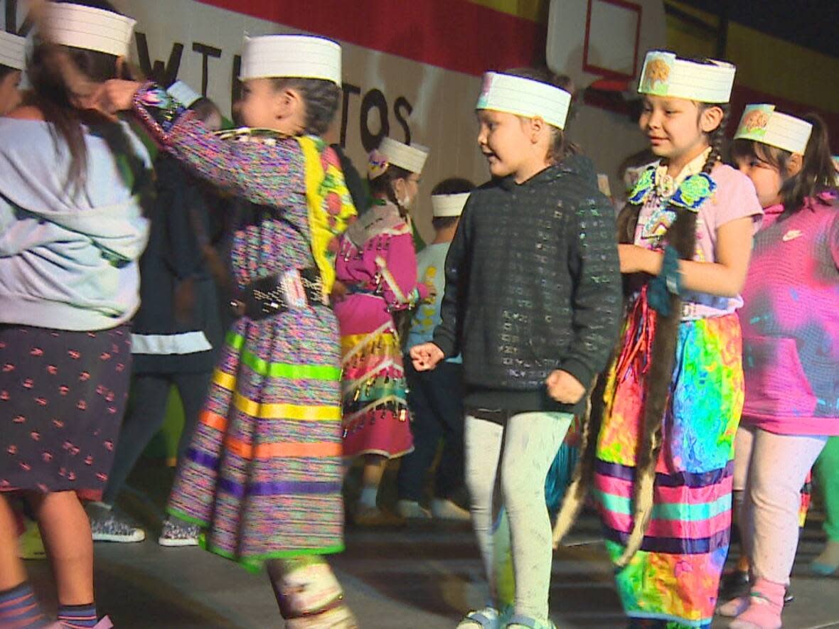 Students preschool to grade 12 all participated in the arts and language festival.  (Richard Agecoutay/CBC - image credit)