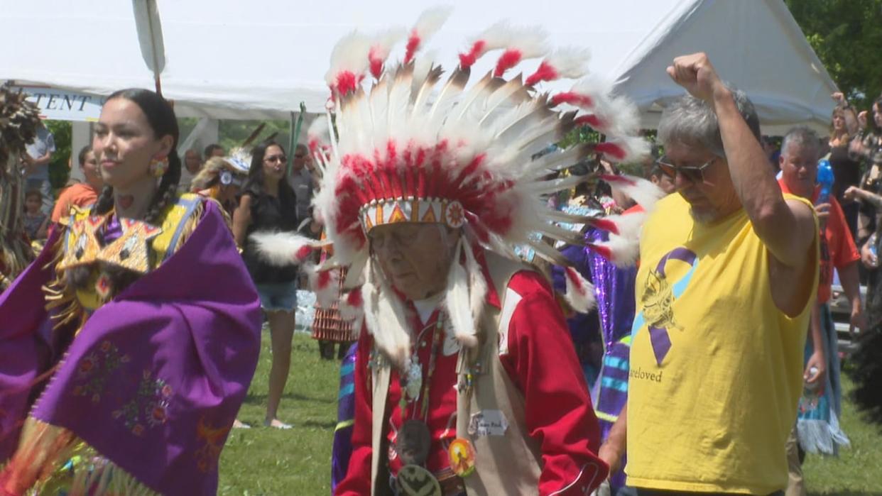 The closest powwow for people living in the Saint John area is held more than an hour away in Sitansisk. In 2022, organizers said 10,000 people visited the Fredericton powwow grounds. (Aniekan Etuhube/CBC - image credit)