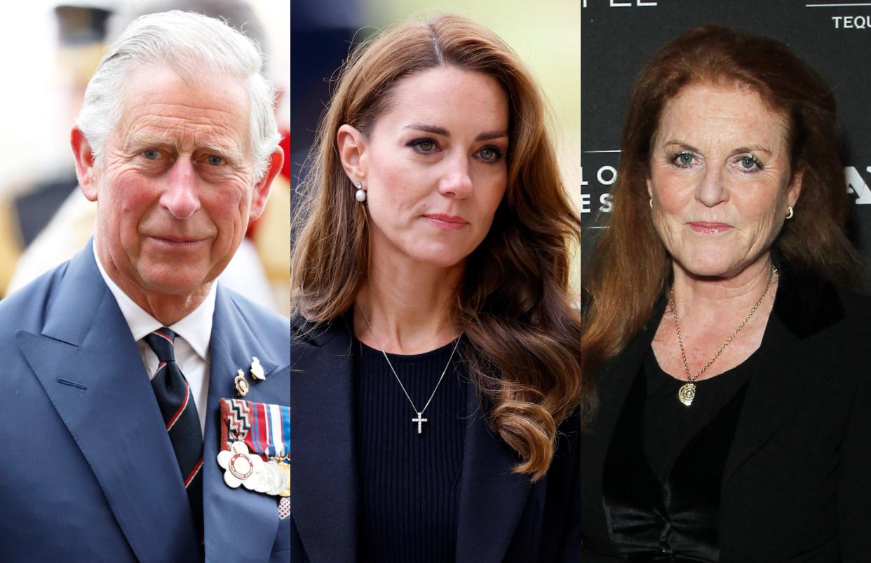 King Charles III, Kate Middleton, and Sarah Ferguson.