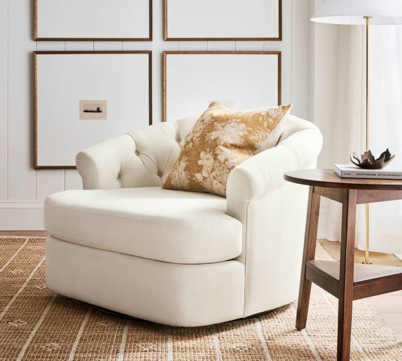 Sutton Tufted Upholstered Swivel Armchair