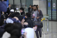 San Diego Padres player Fernando Tatis Jr. arrives at the Incheon International Airport In Incheon, South Korea, Friday, March 15, 2024. (AP Photo/Ahn Young-joon)