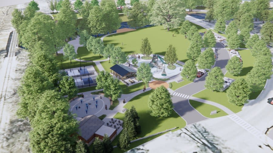 A rendering of the planned Covered Bridge Park in Ada Township. (Courtesy Progressive Companies/Connecting Community in Ada)