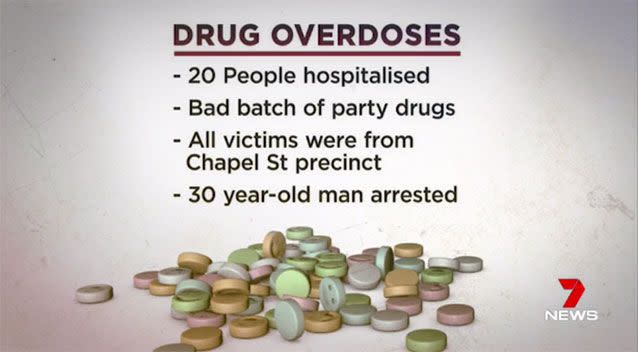 The court heard that 20 people in Melbourne had been taken to hospital suffering suspected overdoses on the weekend. Picture: 7 News