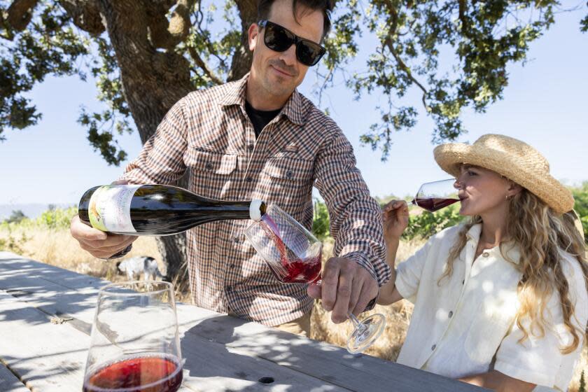 LOS OLIVOS, CA - JUNE 15: Amevive vineyard in Los Olivos is operated by Alice Anderson and partner Topher De Felice who farm grapes utilizing working animals, composting and cover crops. Photographed at the Amevive winery in Los Olivos, CA on Saturday, June 15, 2024. (Myung J. Chun / Los Angeles Times)