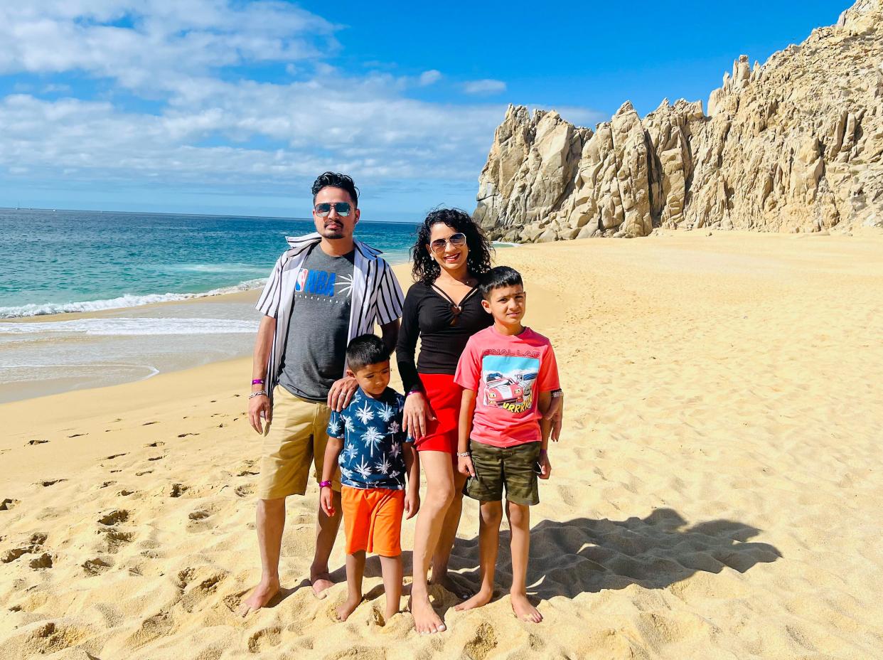 Parents Bal Krishna Neupane, (left); his wife, Ruka Dahal Neupane, (right), both 32; with sons Aarav Neupane, 6, and Arpan Neupane, 3, in Cabo San Lucas, Baja California Sur, Mexico, on Feb. 22, two days before the accident occurred.
