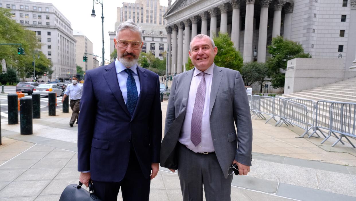 (L-R) Joseph Bondy and Lev Parnas arriving at Manhattan Federal courthouse Wednesday morning.