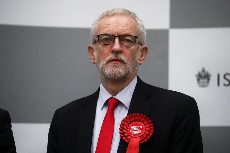 Britain's opposition Labour Party leader Jeremy Corbyn waits for the General Election results of the Islington North constituency to be announced at a counting centre in Islington during Britain's general election, London, Britain December 13, 2019.  REUTERS/Hannah McKay