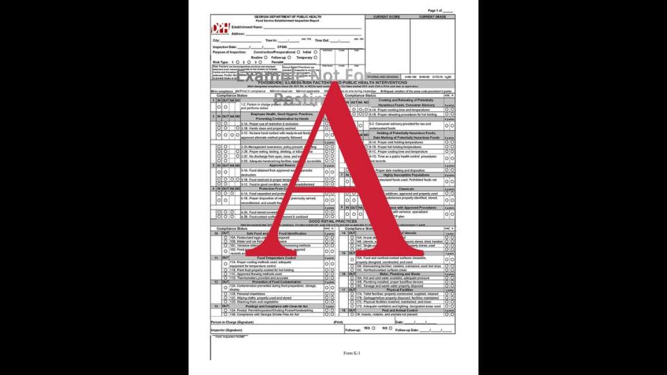 An “A” is given for a score between 90 to 100 and denotes “food safety excellence.”