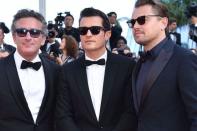 <p>Orlando Bloom et Leonardo DiCaprio et l'homme d'affaires Alejandro Agag à Cannes jeudi</p>