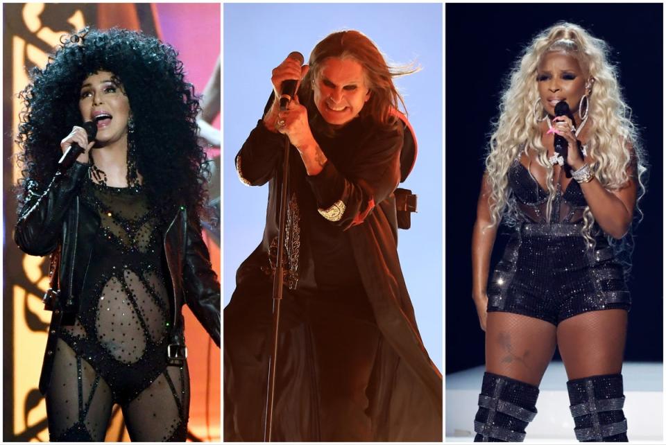 Cher, Ozzy Osbourne and Mary J Blige are being inducted in to the Rock & Rock Hall of Fame Class of 2024 (Getty)