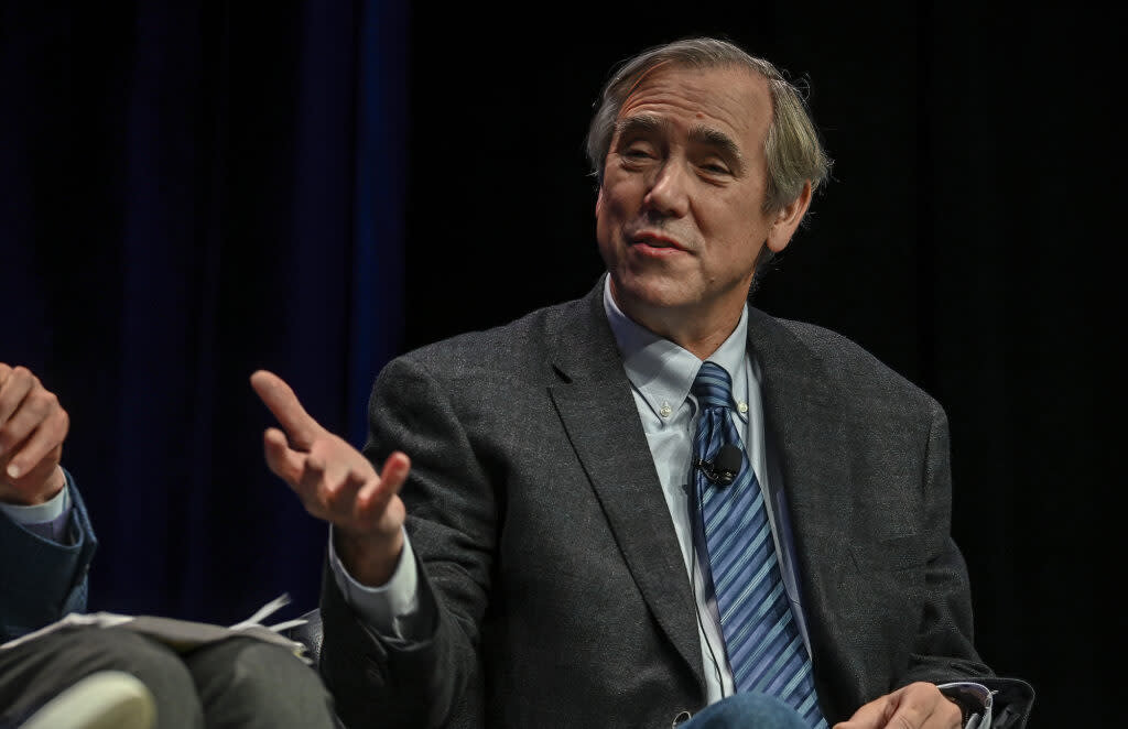 U.S. Sen. Jeff Merkley, D-Oregon, speaks at a Portland conference.