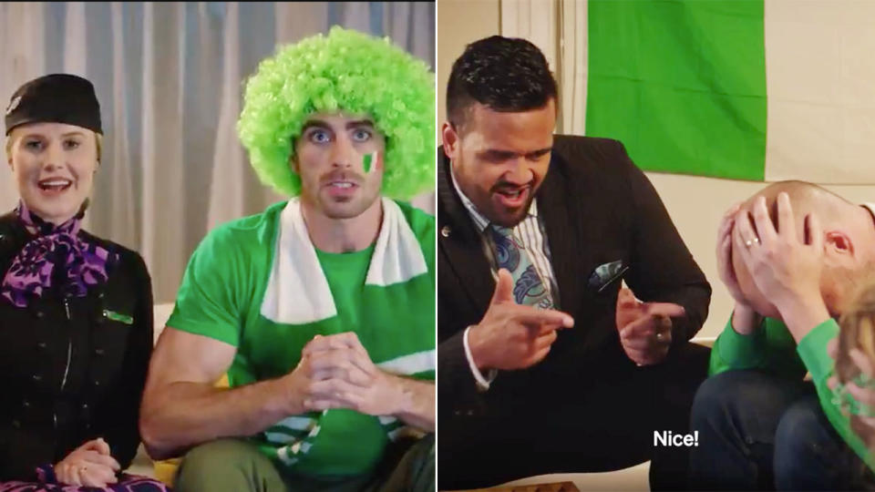 Air New Zealand's latest ad sees the national carrier make fun of Irish rugby fans. Pic: Air New Zealand