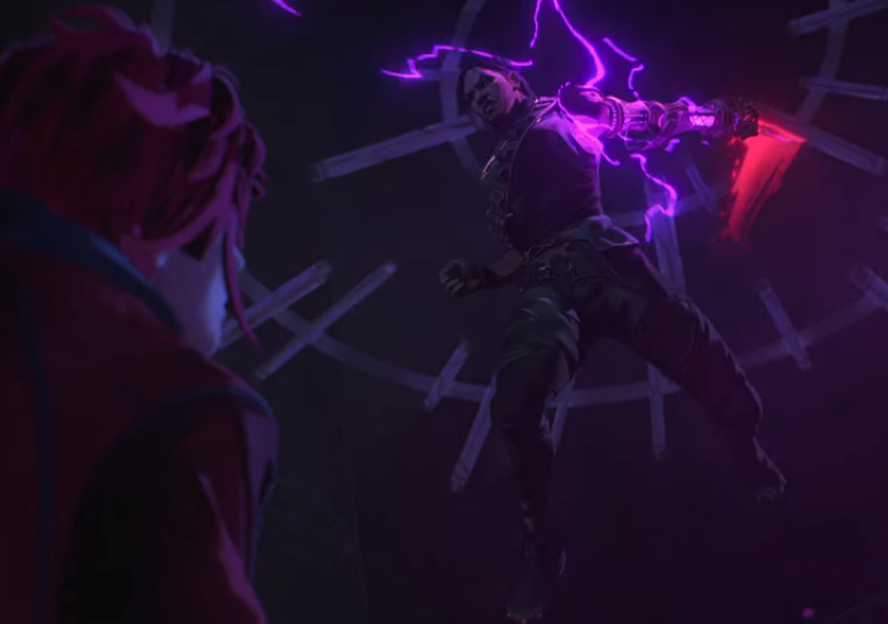 Sevika’s new weapon swinging at Vi looks like a potential ultimate ability. (Screenshot courtesy of Netflix/Riot Games)