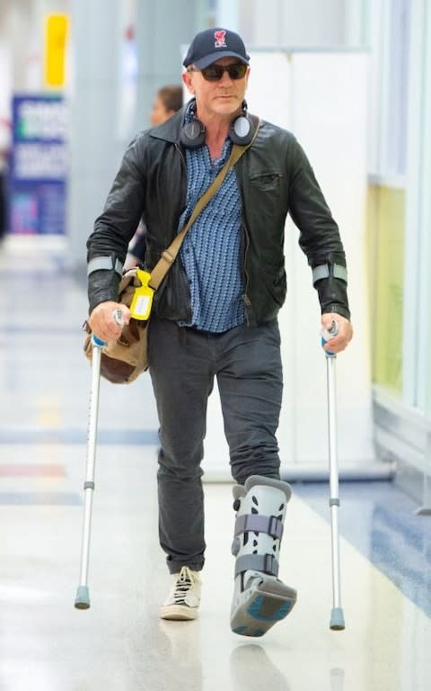 Craig on crutches in New York in June - Credit: thelmagedirect.com