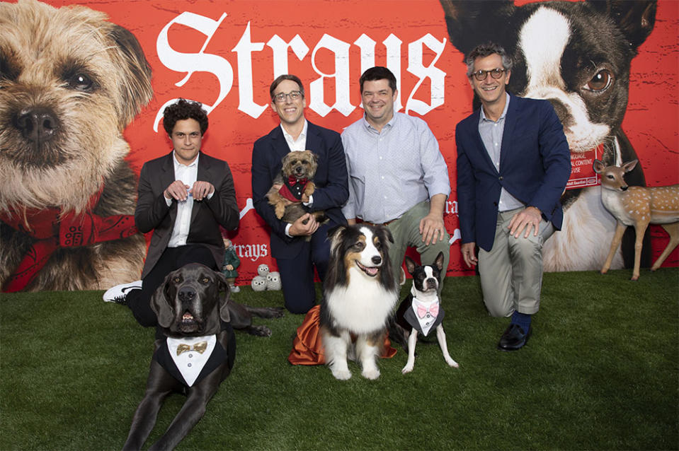 Producer Phil Lord, Director Josh Greenbaum, Producer Christopher Miller, Dallin, Sophie, Elsa, Benny and Producer Erik Feig attend as Universal Pictures presents a special screening of STRAYS at the Universal Citywalk Theaters in Universal City, CA on Wednesday, August 16, 2023