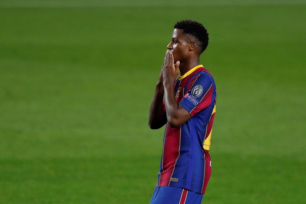 Barcelona’s Ansu Fati was subjected to a racial slur in a Spanish match report (EPA)