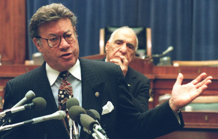 FILE–– Rep. Esteban Torres, D–Calif., is shown in this Feb. 19, 1993 file photo. Clinton narrowed his choices for labor secretary to White House aide Alexis Herman, Rep. Esteban Torres, D–Calif., and former Missouri Rep. Alan Wheat. Torres , a former welder, met with Clinton on Tuesday, and isa rising candidate. Torres is also a HUD candidate. (AP Photo/Greg Gibson)