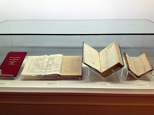 Rare books pertaining to Raffles and his career, from the National Library's Rare Book collection, are also on display at the exhibition. (Yahoo! photo)