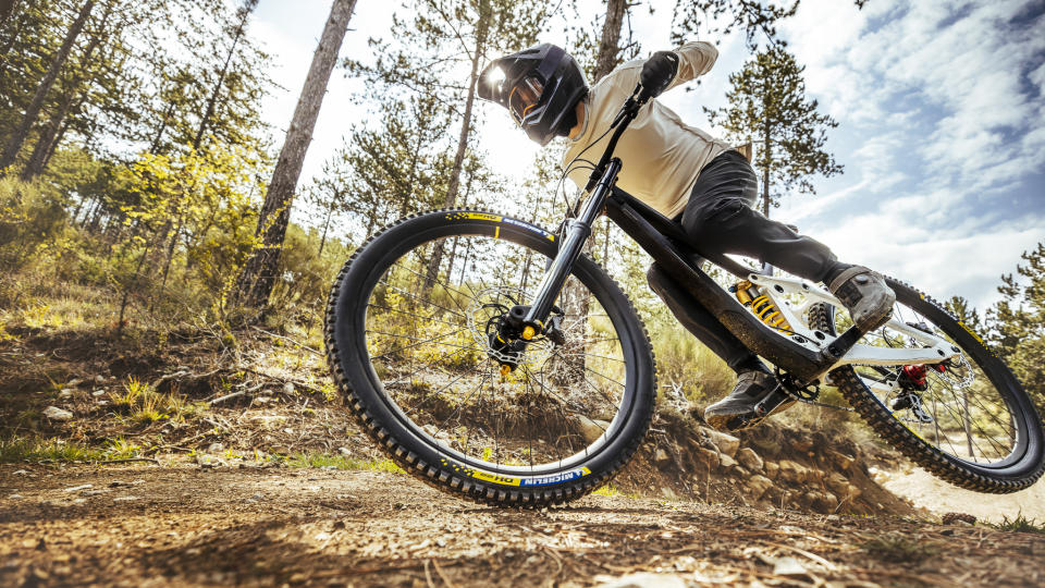  Michelin tires on a mountain bike. 