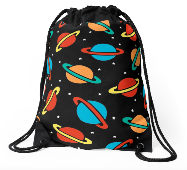 Image of saturn patterned drawstring bag