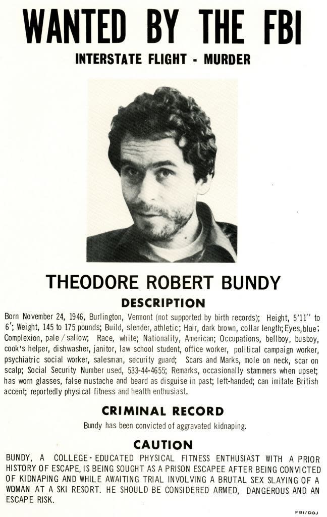 A wanted sign with Ted Bundy