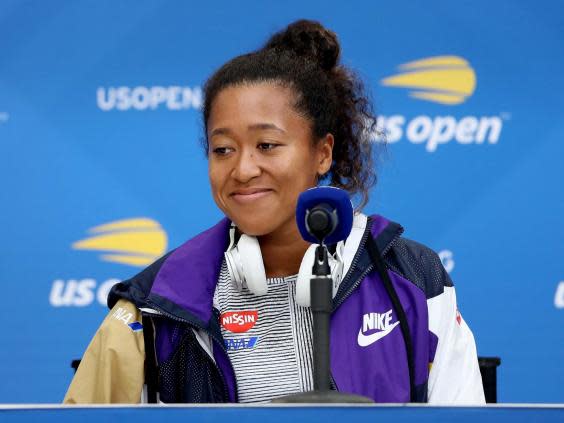 Naomi Osaka speaks to the media ahead of her US Open first round (Getty)