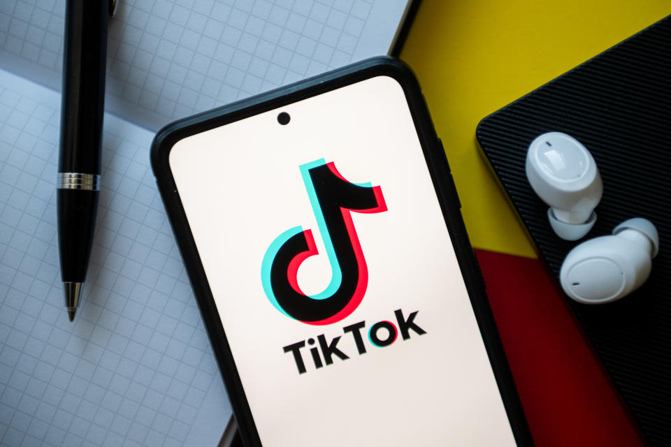 POLAND - 2023/11/02: In this photo illustration a TikTok logo seen displayed on a smartphone. (Photo Illustration by Mateusz Slodkowski/SOPA Images/LightRocket via Getty Images)