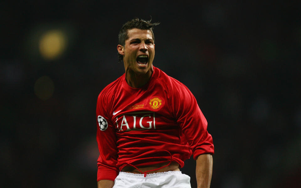 Cristiano Ronaldo celebra el gol que marcó en la final de la Champions de 2008 en la que el United se impuso por penaltis al Chelsea. (Foto: Alex Livesey / Getty Images).