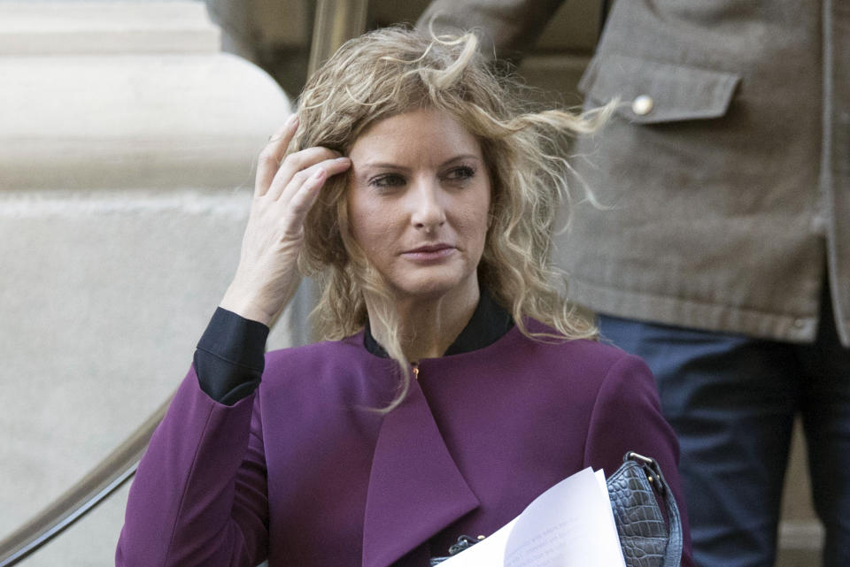 FILE — In this Oct. 18, 2018, file photo, Summer Zervos leaves New York state appellate court in New York. Former President Donald Trump now has a Dec. 23 deadline to undergo questioning in a former "Apprentice" contestant's defamation lawsuit over what he said in denying her sexual assault allegations, a court said Monday, Oct. 4, 2021. (AP Photo/Mary Altaffer)