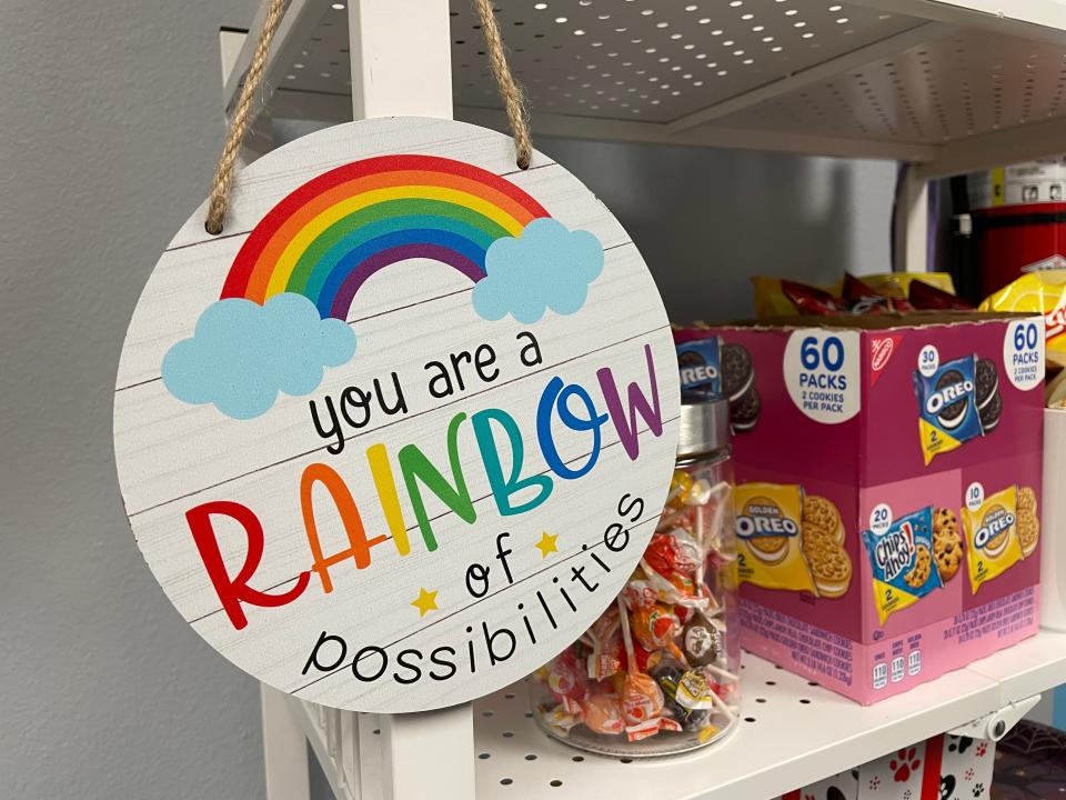 Signs of encouragement are featured throughout the Marsha P. Johnson LGBTQ+ Youth Drop-In Center.