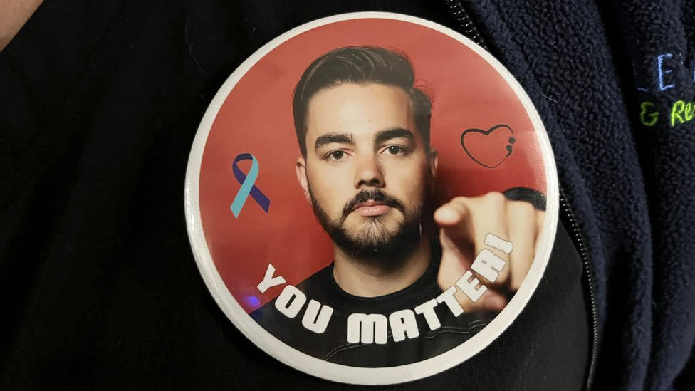 Badge, Ben Salas' face, the words "You matter!"