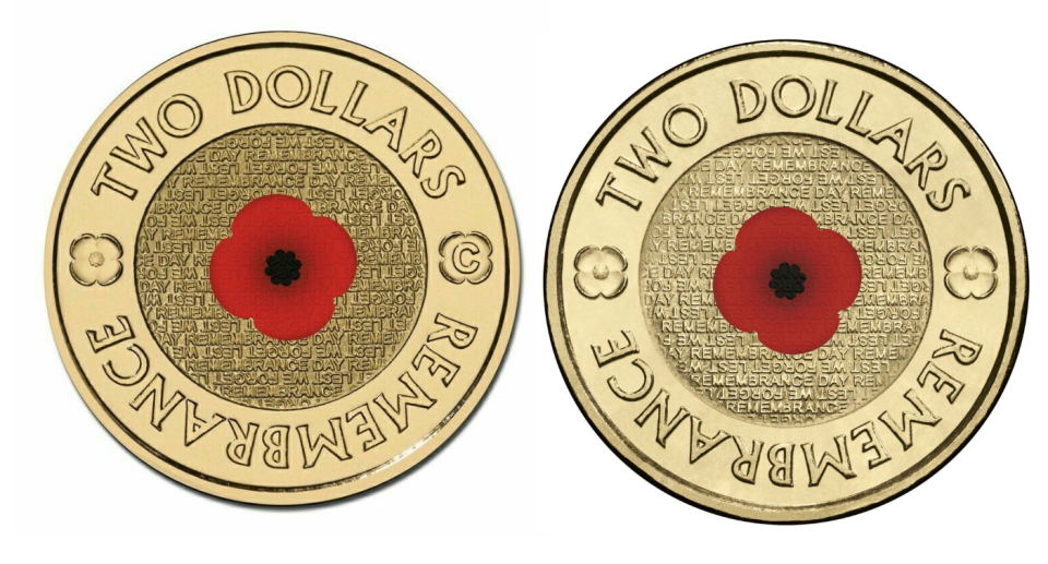 $2 red poppy coin