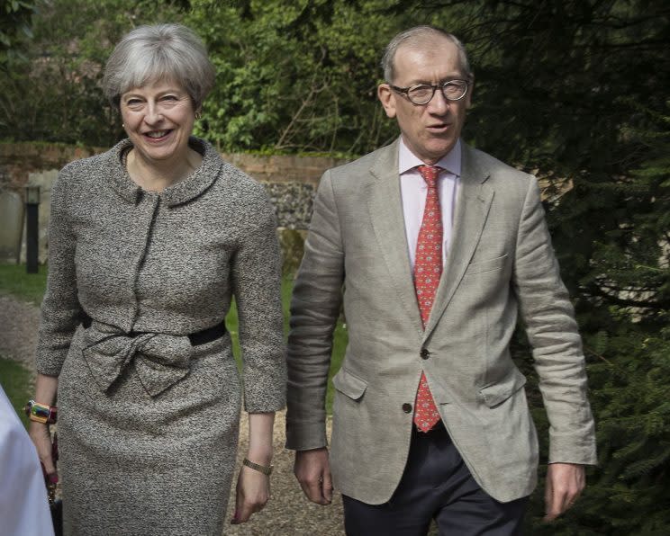 Theresa May and her husband Philip [Peter MacDiarmid/REX/Shutterstock]