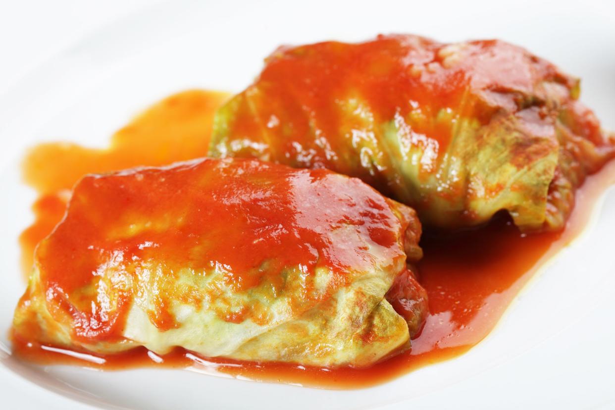 Stuffed Cabbage on white plate