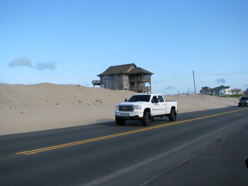 An area just north of Rodanthe is notorious for overwashing that floods the road with salt water and sand. The DOT has built a 2.4.-mile-long bridge to carry N.C. 12 around the erosion hot spot.