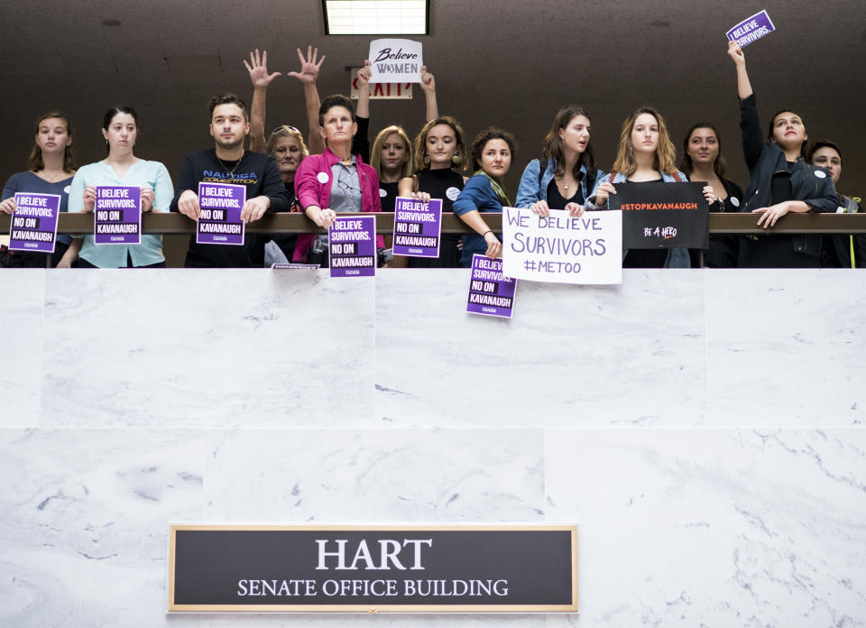 Protesters speak out as Kavanaugh hearing begins