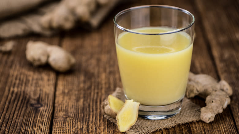 Close-up of a ginger shot