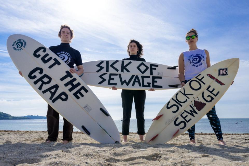 Protest by Surfers Against Sewage in Falmouth (Anthony Upton/PA Media Assignments)