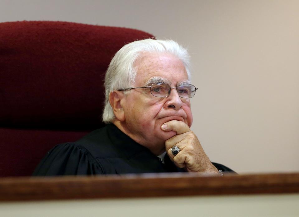 State Superior Court Judge N. Peter Conforti waits as prospective jurors take their seats during the first day of jury selection for the retrial of Jacob Gentry on Tuesday, December 8, 2015.