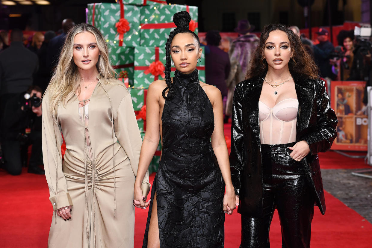 Little Mix members Perrie Edwards, Leigh-Anne Pinnock and Jade Thirlwall of Little Mix attend the premiere of 