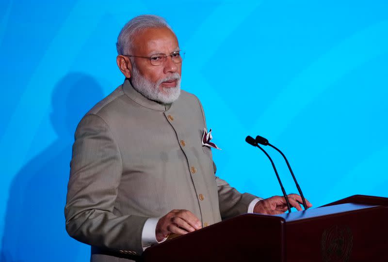 India's Prime Minister Modi speaks during the 2019 United Nations Climate Action Summit at U.N. headquarters in New York City, New York, U.S.