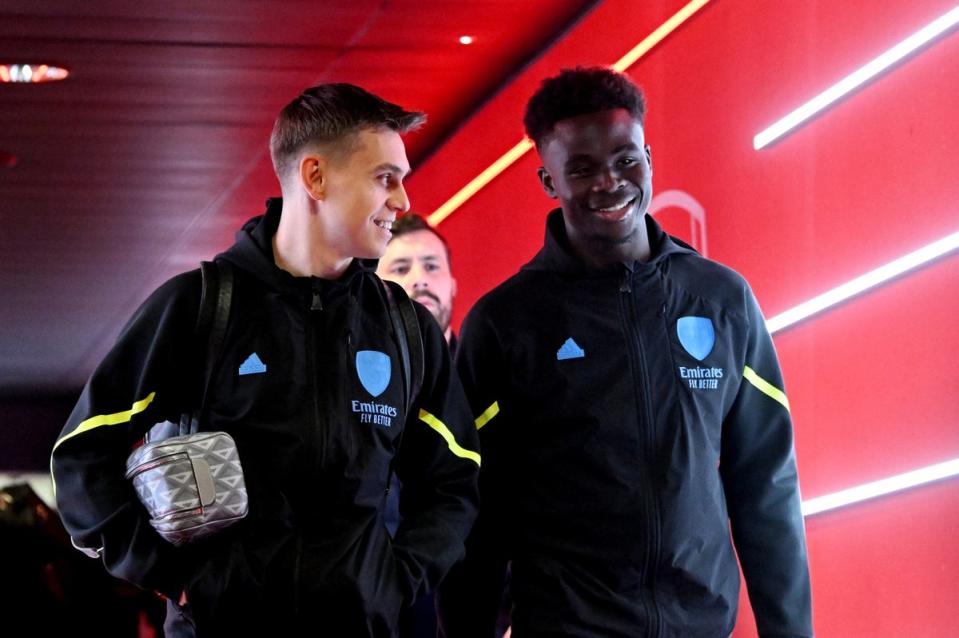 Bukayo Saka was in attendance at the Emirates but was not named in the squad (Arsenal FC via Getty Images)