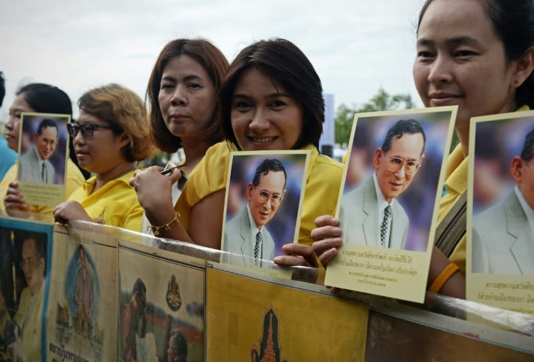 Well-wishers gathered outside the Grand Palace in Bangkok