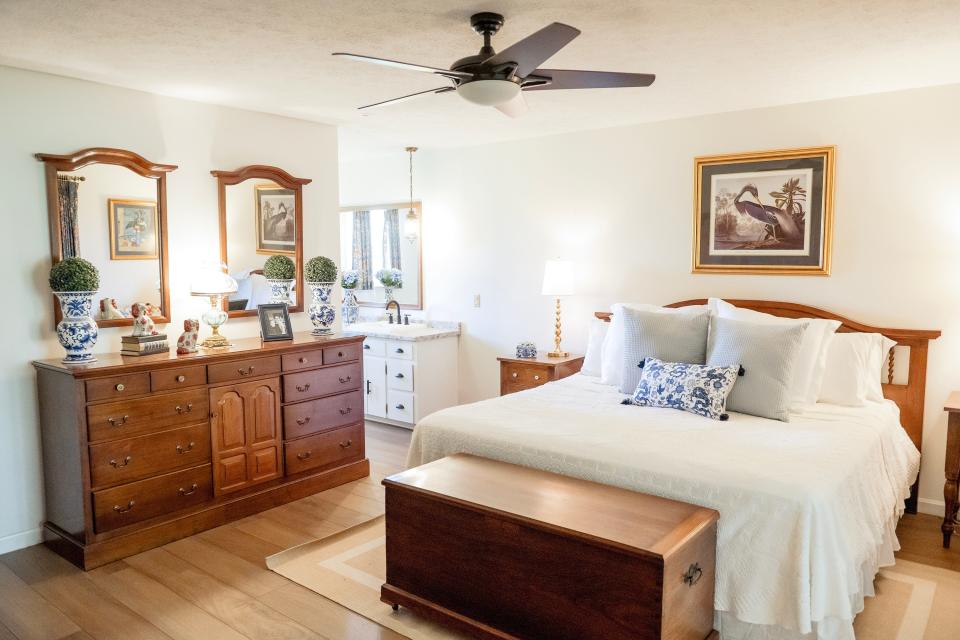 This bedroom suite was crafted with wood from the family farm, Phelps Acres Farm.