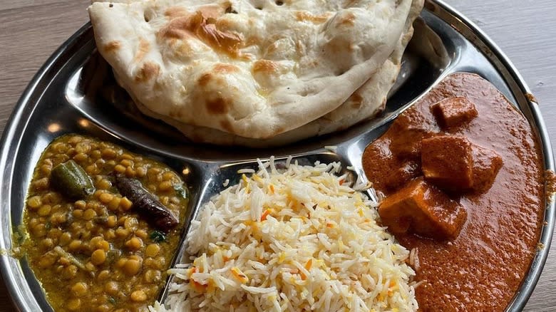 Indian food on platter