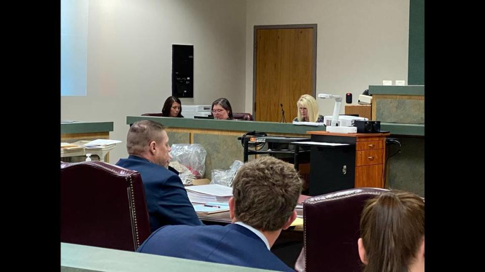 Jacob Blair Scott, 45, sits at the defense table on Tuesday, May 31, 2022, in Jackson County Circuit Court during his first day of trial on nine counts of sexual battery of a minor, four counts of molestation and one count of child exploitation.