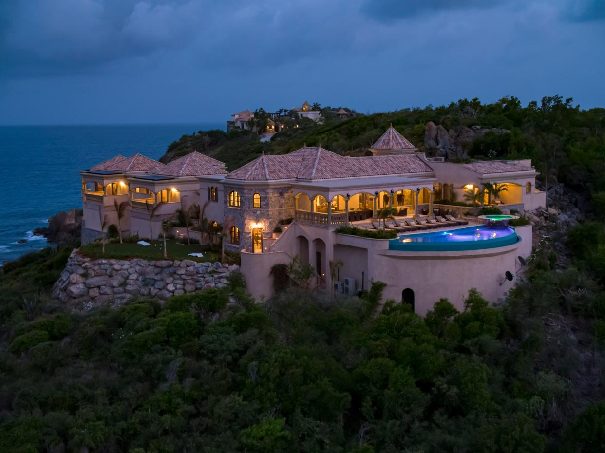Vrbo says Villa Cin Cin, outside Cruz Bay, was "custom-built to have identical primary en suite bedrooms so everyone in the group gets the best room, and comes with thoughtfully designed spaces for movie and game nights after a day in the sun."