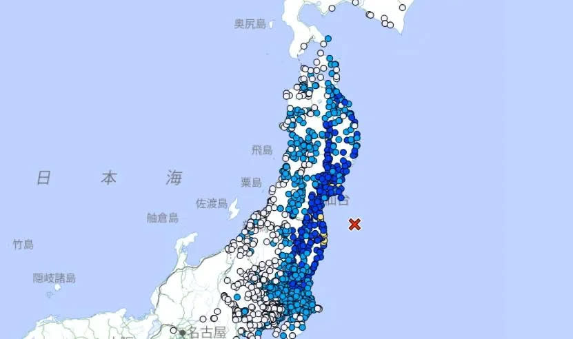 <strong>日本福島外海4日11點多發生規模6.0地震（圖／翻攝日本氣象廳）</strong>